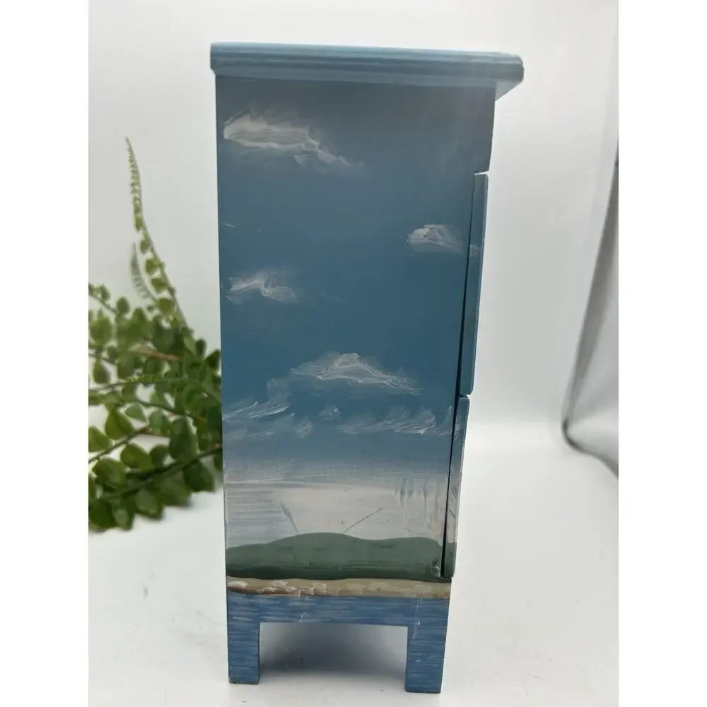 Nautical Lighthouse and Sailboat Mini Wooden Chest
